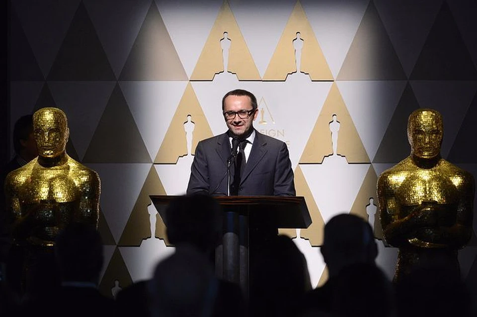 Андрей Звягинцев выступает на мероприятии, посвященном фильмам, номинированным на премию "Оскар" в категории "Лучший фильм на иностранном языке", в 2015 году