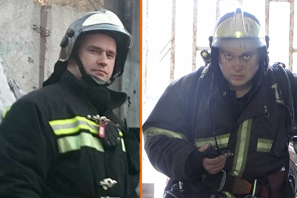 Пострадавшие при тушении пожара в торговом центре "Персей для детей" бойцы МЧС Антон Юдин (слева) и Александр Кравченко (справа).