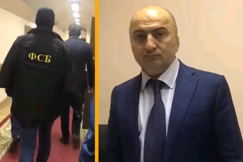 Кадры видео задержания начальника оперативно-розыскной части собственной безопасности МВД Дагестана Магомеда Хизриева.