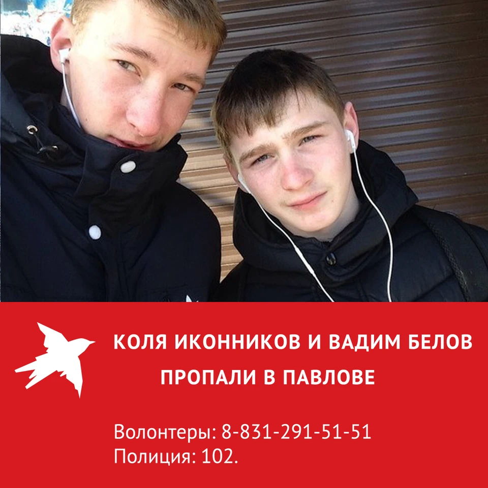 В Павлове без вести пропали 16-летние Коля Иконников и Вадим Белов