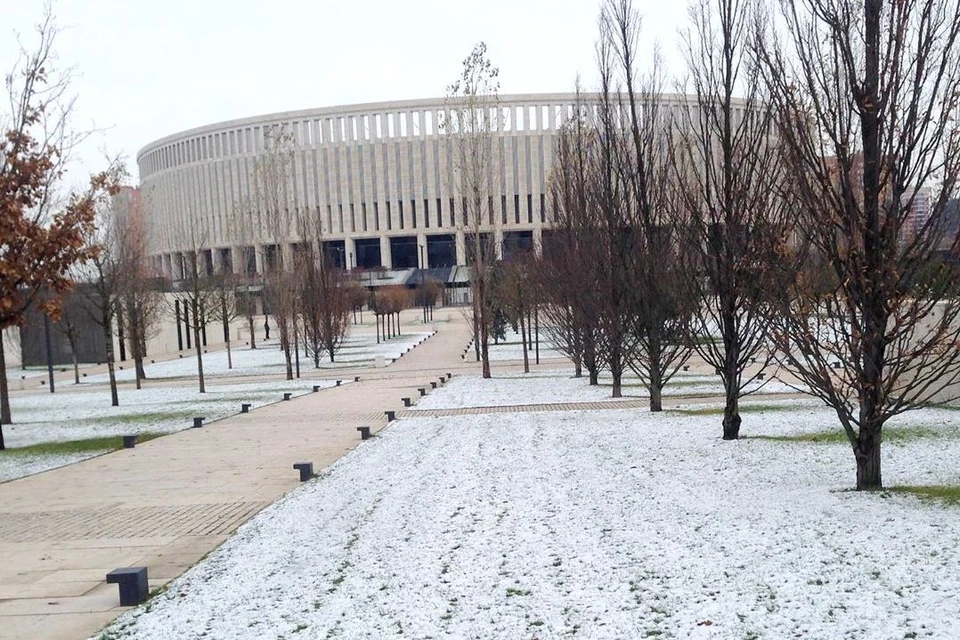 Снегом припорошило парк "Краснодар". Фото: instagram.com/nagibinivan