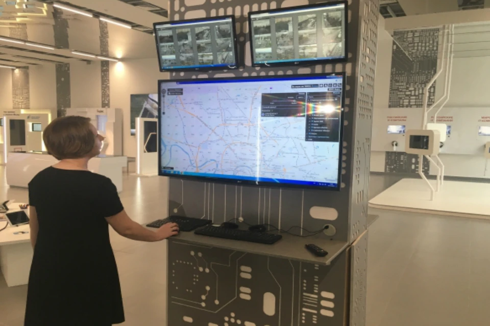 Карта городской системы видеонаблюдения в Центре информационных технологий `Умный город`на ВДНХ.