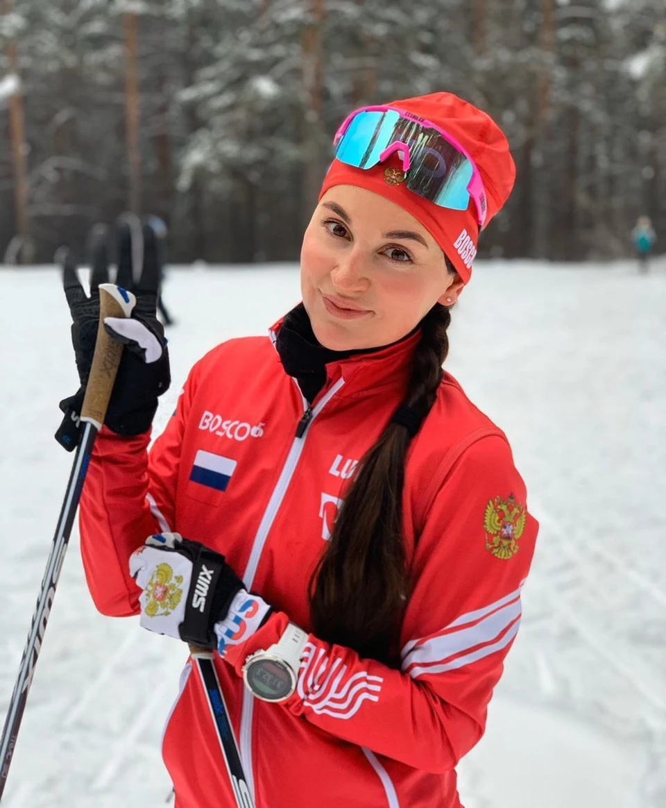 Юлия Белорукова впервые после родов встала на лыжи. Фото из инстаграма спортсменки
