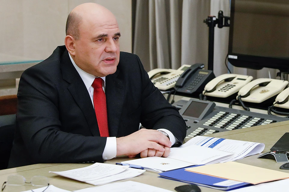 Премьер-министр РФ Михаил Мишустин в Доме правительства РФ проводит совещание по экономическим вопросам в формате видеоконференции. Фото: Дмитрий Астахов/POOL/ТАСС