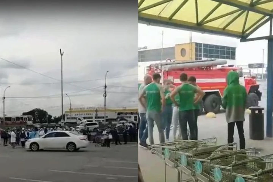 В одном из крупных супермаркетов Новосибирска возле Димитровского моста эвакуировали людей. Фото: Кадр из видео