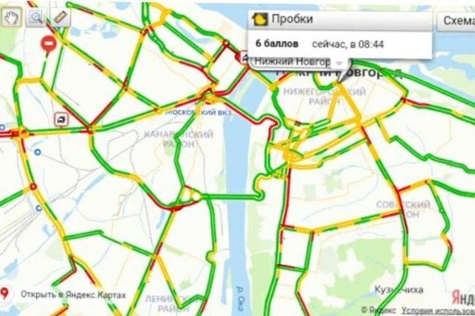 6-бальные пробки сковали Нижний Новгород 14 сентября