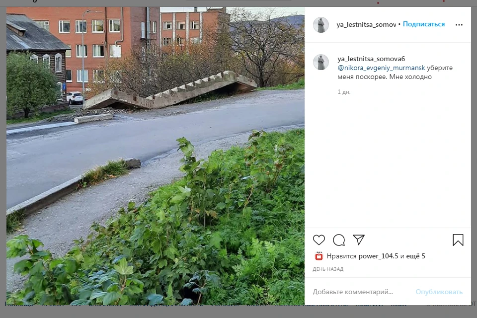Оставленная рабочими лестница пошла в соцсети. Фото: Instagram