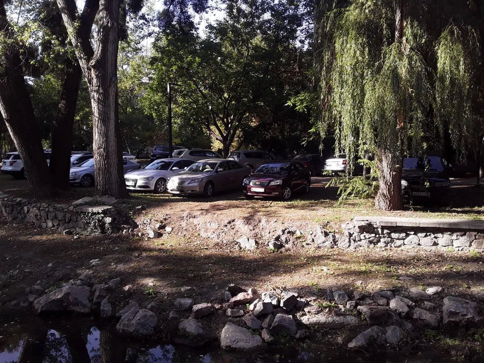 Наглые водители превратили набережную Салгира в парковку. Фото: Дмитрий Финашкин / Facebook