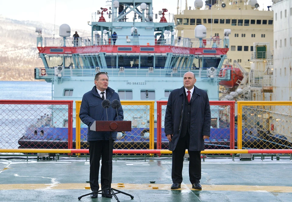 Премьер Михаил Мишустин принял участие в торжественной церемонии приемки атомного ледокола «Арктика».