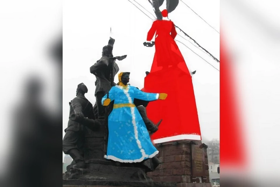 Идея такого оформления появилась у Павла Шугурова после того, как во Владивостоке несколько раз из-за сильного ветра падали новогодние елки