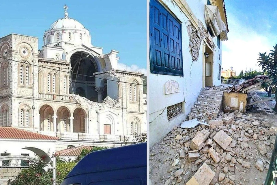 D городе Неон-Карловаси разрушился купол церкви Божьей Матери.
