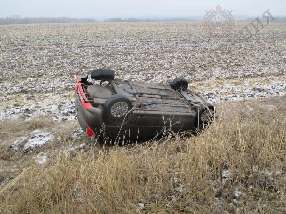 В Тульской области автоледи на "Дацун" ехала на небезопасной скорости и перевернулась в кювете