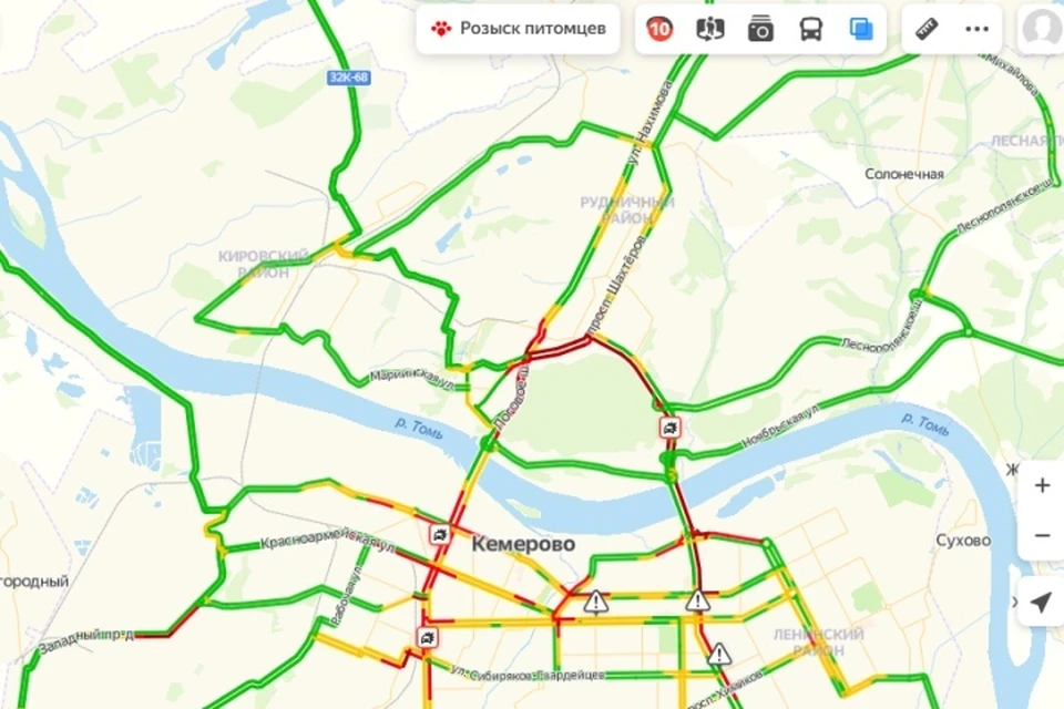 Яндекс пробки в Кемерово онлайн