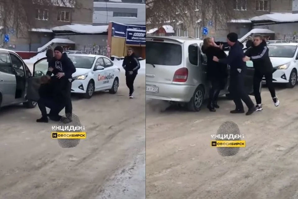 В Новосибирске таксист набросился на автомобилистку. Фото: Кадр из видео