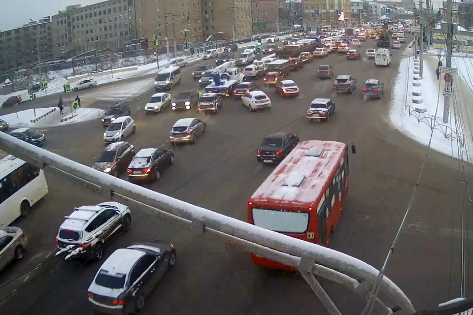 Утром 12 января Рязань встала в 10-балльной автомобильной пробке. Фото: https://ryazan.camera/
