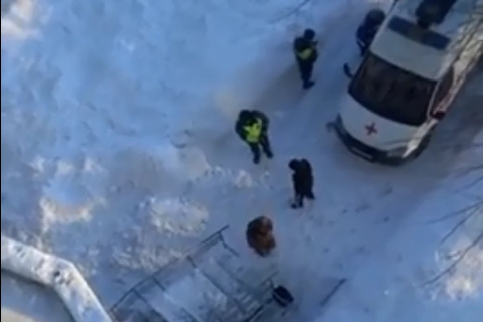 В Кемерове на женщину упала глыба льда. Фото: "Инцидент Кемерово"/ vk.com