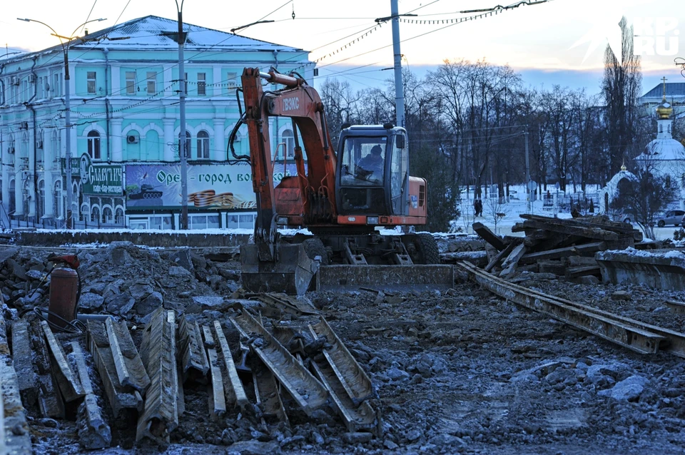 Ремонт Красного моста в Орле, 7 февраля 2021