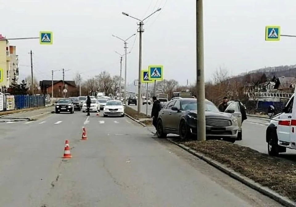 Автомобилист сбил ребенка и врезался в столб. Фото: пресс-служба ОМВД России по Находке