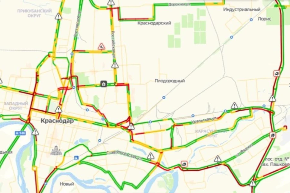 Карта с пробками краснодар