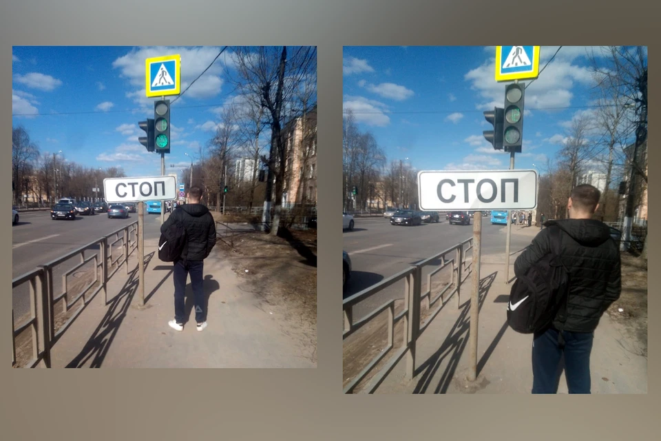 В Твери горожан возмутил низко висящий знак «Стоп». Фото: группа в ВК/Осторожно Тверь! (ex - Позор Тверь).