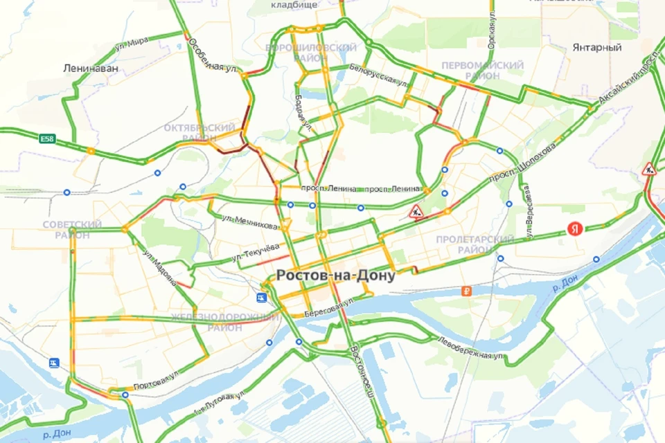 Утренние пробки в Ростове