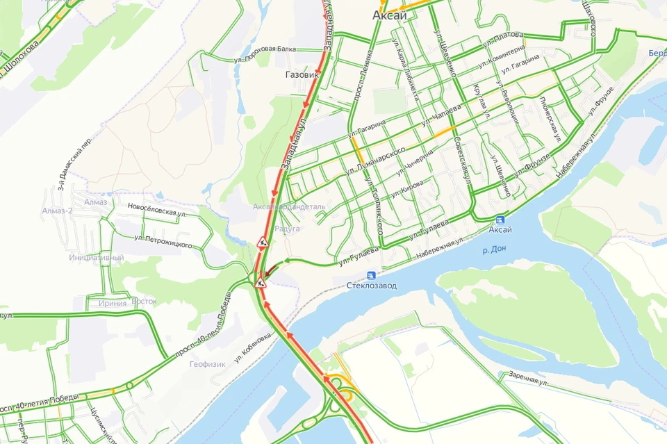 Сейчас трудно выехать из города по аксайскому объезду. Фото: Яндекс.Карты