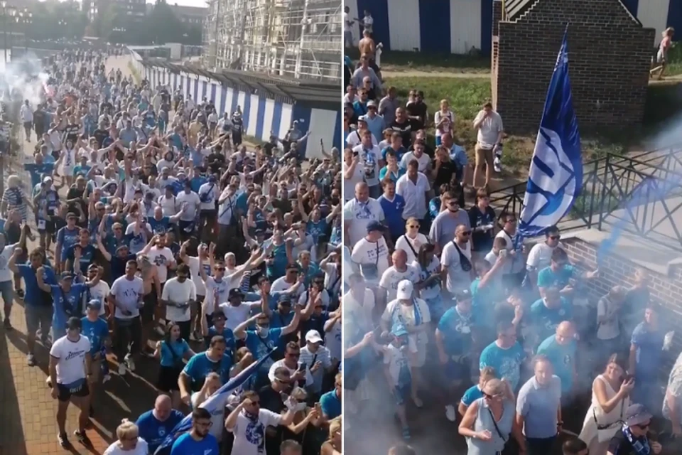 Шествие фанатов "Зенита" перед матчем с московским "Локомотивом".