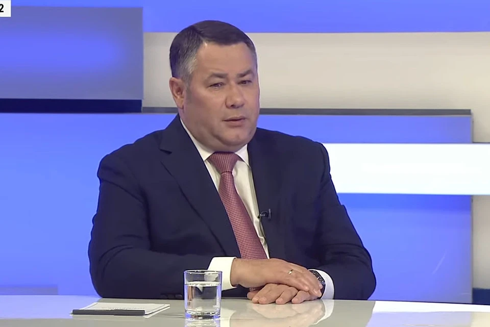 Губернатор вновь выступил в прямом эфире на ТВ. Фото: Youtube/Вести Тверь/скрин