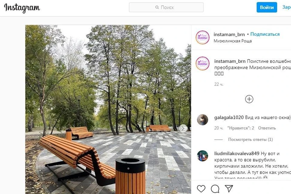Обновленная роща. Фото: скриншот со страницы instamam_brn в Instagram