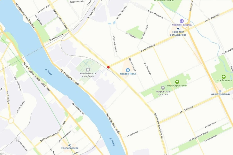 Губернатор Петербурга пообещал новый мост в створе улицы Коллонтай. Фото: Яндекс.Карты