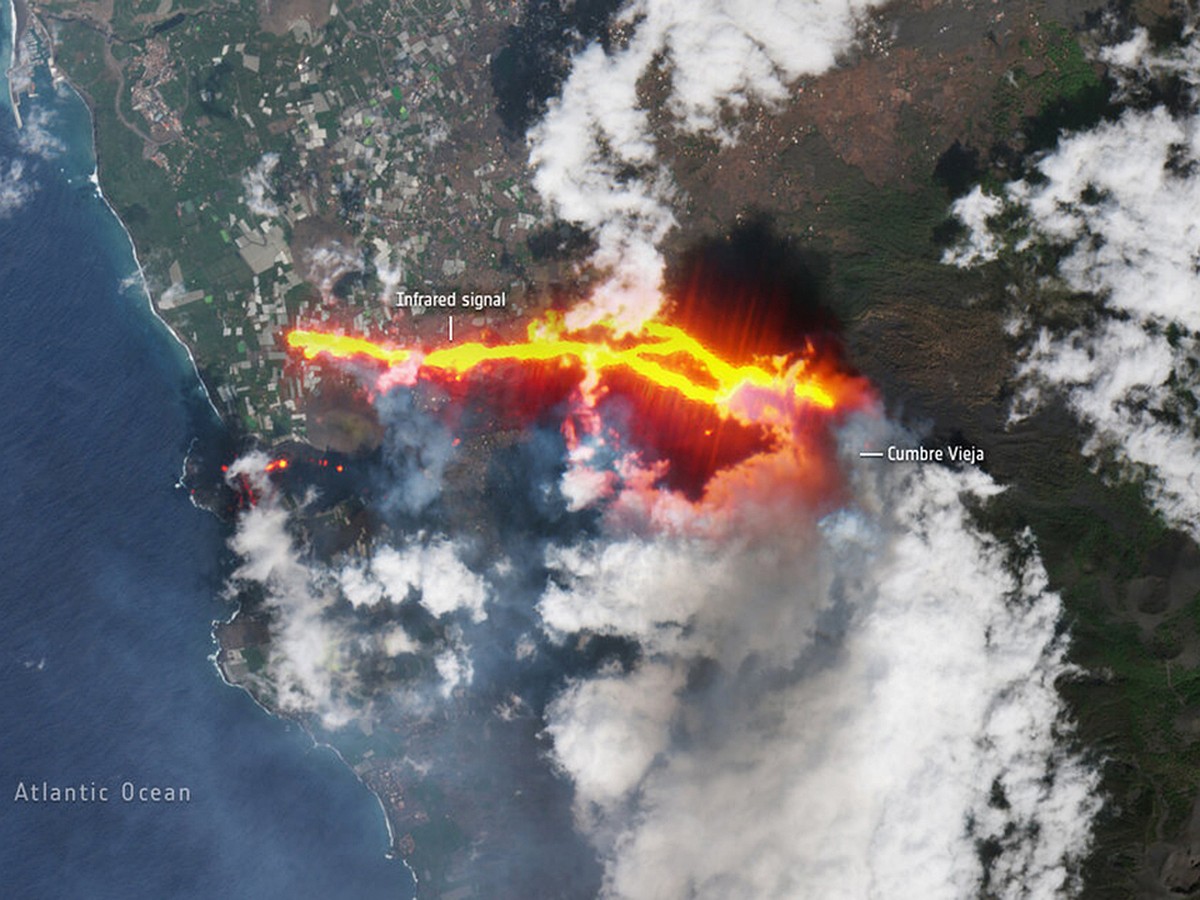 Спутник сфотографировал новый поток лавы из вулкана на острове Пальма -  KP.RU