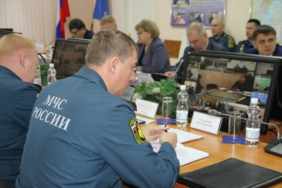Сотрудники МЧС обсудили надвигающийся циклон Фото: ГУ МЧС России по Хабаровскому краю