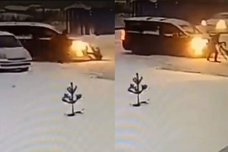 В Ленинском районе Новосибирска водитель минивэна сбил ребенка, которого перевозили через дорогу на снегокате. Фото: Кадр из видео