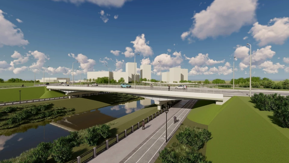 Окончательный вариант того, как будет выглядеть новый мост через реку Большая Камышная. Фото: АО «Стройпроект».