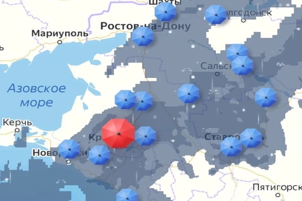 Показать дожди на карте. Карта погоды Краснодар.