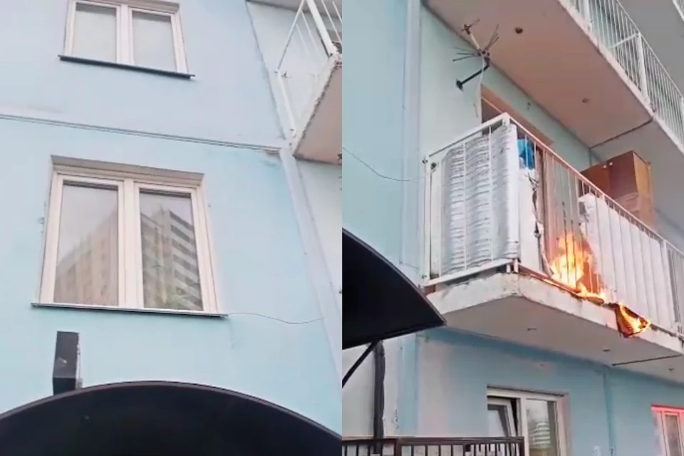Окурок прилетел на балкон со второго этажа. Фото: кадры из видео