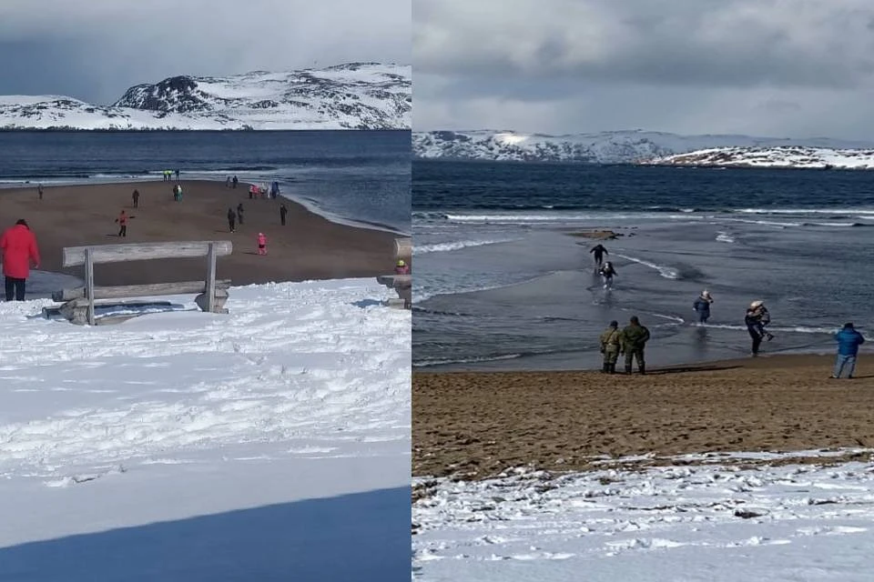 Туристам пришлось бежать до берега, так быстро прибывала вода. Фото: vk.com/my_teriberka