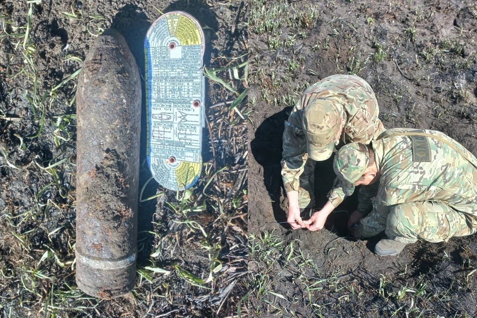 Боевой снаряд со взрывателем уничтожили на месте. Фото: пресс-служба управления "Росгвардии" по Новосибирской области