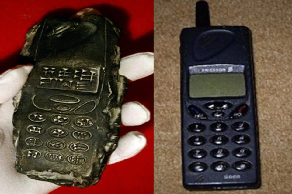 На активно обсуждаемом фото мы видим штуку, то ли из камня, то ли из глины, которая поразительно похоже на старенький телефон Nokia.