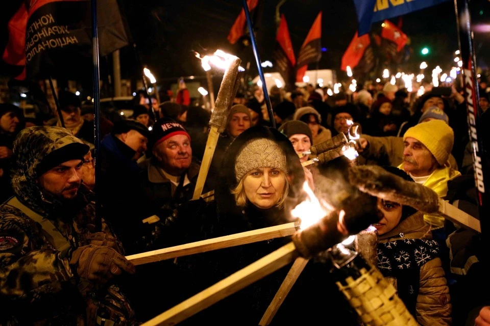 Факельное шествие националистов в Киеве, 2019 г.