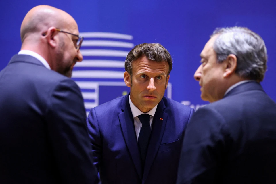 Президент Франции Эмманюэль Макрон на полях саммита ЕС в Брюсселе.