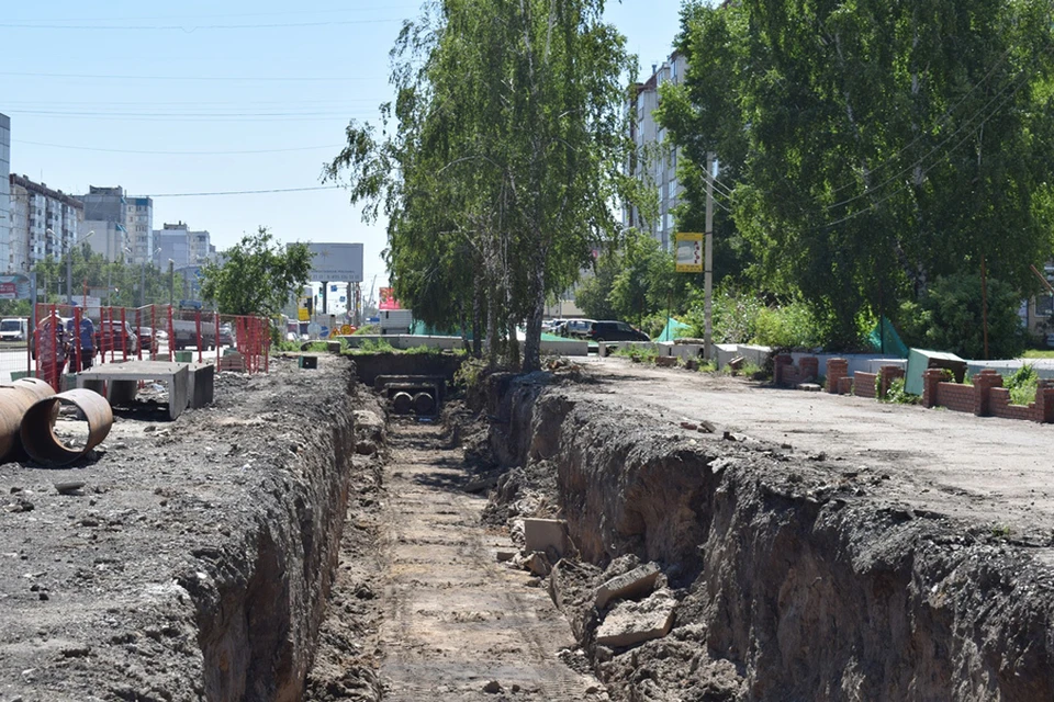 Место ремонта тепловых сетей на улице Попова
