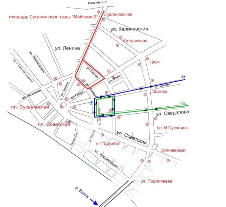 В центре Костромы 13 и 14 августа изменится схема движения транспорта