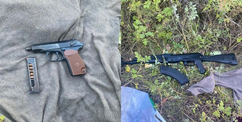 В тайнике были найдены автомат и пистолет