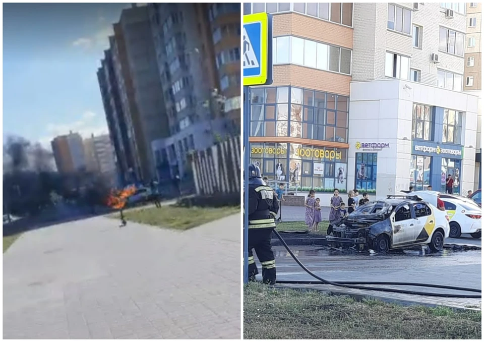 Капот сгорел полностью.