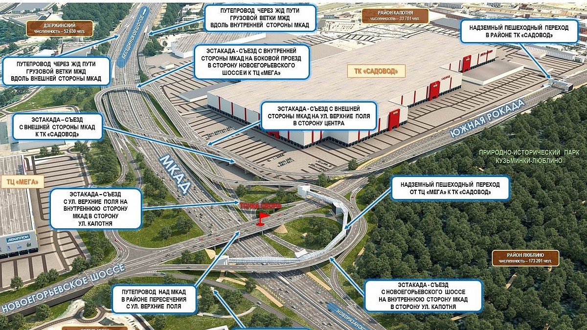 До конца 2023 года в столице реконструируют развязку МКАДа с улицами Верхние  Поля и Капотня - KP.RU