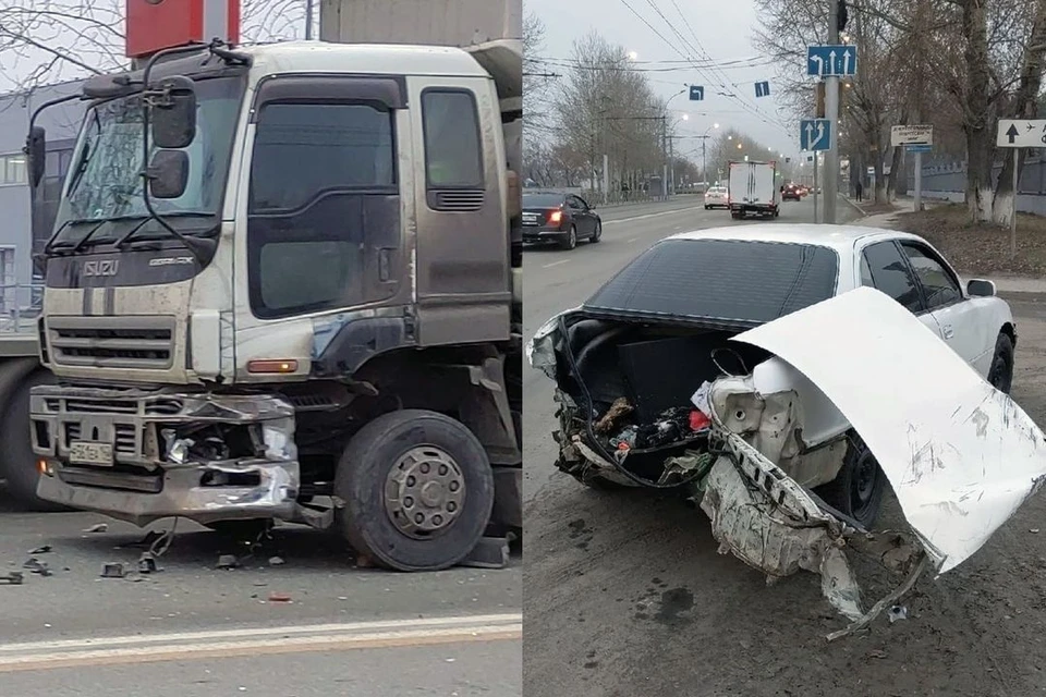 На улице Станционной произошло ДТП с легковушкой и грузовиком. Фото: АСТ-54