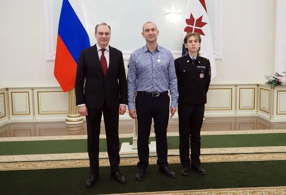 На снимке: Артем Здунов, Андрей Клемашов с сыном Никитой Фото: Пресс-служба Главы Республики Мордовия