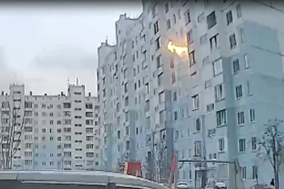На кадрах, которыми поделились с КП-Новосибирск очевидцы, слышен громкий взрыв. После него, по словам горожан, и разгорелся пожар.. Фото: стоп-кадр.