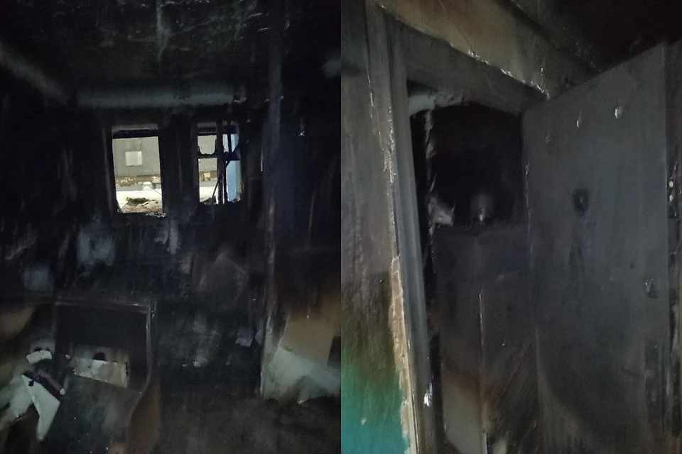 Крупный пожар уничтожил комнату в общежитии в Куйбышеве под Новосибирском. Фото: предоставлено очевидцем.